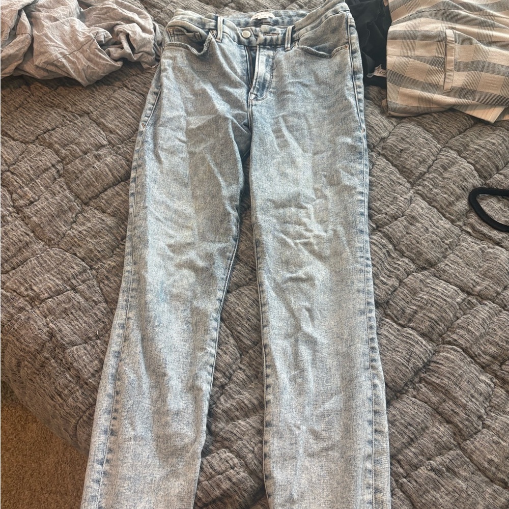 Good American Light Wash High-Rise Straight Jeans